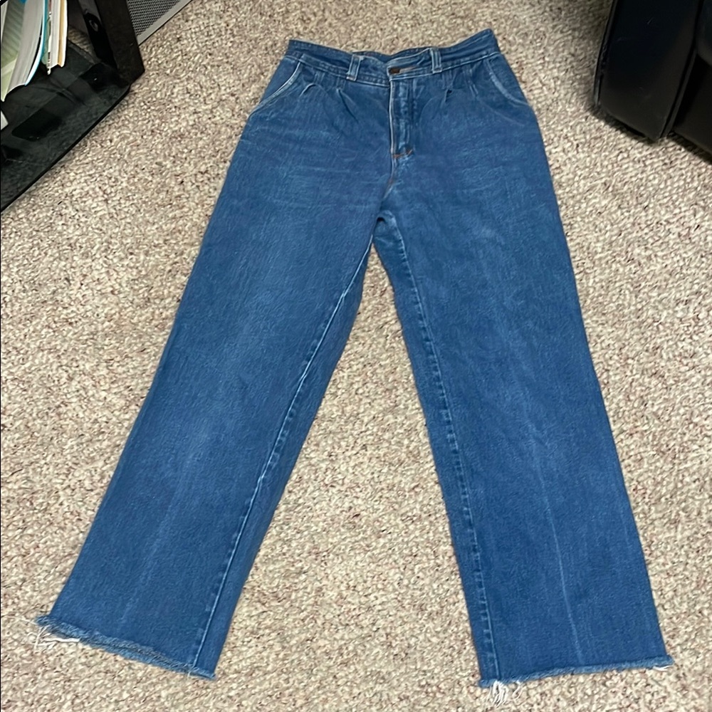 Vintage 80s wide leg high rise pleated Blue Women's Jeans
